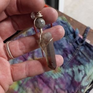 Smokey Amathyst Quartz Crystal Wrap Pendant